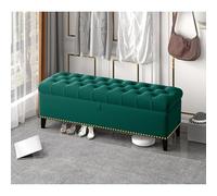 Diodceraic Banco de Fin de Cama para Dormitorio, otomana de Terciopelo con Almacenamiento, Banco Extra Largo con cojín cómodo para Sala de Estar, Dormitorio, Pasillo(Dark Green,100cm)