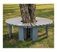 Diodceraic Banco Envolvente Curvo para árbol, Carga máxima de Aproximadamente 250 kg, Banco semicircular de Madera Maciza(Gray,Whole Circle)