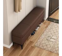 Diodceraic Banco Otomano Moderno Tapizado De Cuero Sintético con Almacenamiento, Extra Largo, Adecuado para Dormitorio, Sala De Estar Y Entrada(Dark Brown,110x30x43cm)