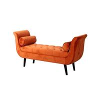 Diodceraic Banco para pie de Cama con cojín cilíndrico, Banco otomano tapizado para Ventana con reposabrazos para baño y Sala de Estar(Orange,180x40x60cm)