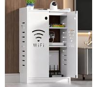 Diodceraic Gabinete De Almacenamiento para Router WiFi De Pie, Organizador De Regleta Y Gestión De Cables, Estante De Doble Nivel para Hogar Y Oficina(White,50x80x25cm)