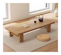 Diodceraic Low Coffee Table Japanese Floor Table Solid Wood Farmhouse Rustic Rectangular Center Table Low Table for Sitting on The Floor(Natural,100 * 60 * 38cm)