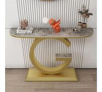 Diodceraic Mesa Consola para la Entrada con Tapa de Piedra, Entrada con Base de Metal, Mesa de sofá con Espacio de Almacenamiento para salón o Dormitorio(Black C,80x30x80cm)