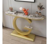 Diodceraic Mesa Consola para la Entrada con Tapa de Piedra, Entrada con Base de Metal, Mesa de sofá con Espacio de Almacenamiento para salón o Dormitorio(Black B,140x30x80cm)