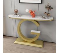 Diodceraic Mesa Consola para la Entrada con Tapa de Piedra, Entrada con Base de Metal, Mesa de sofá con Espacio de Almacenamiento para salón o Dormitorio(Black A,140x30x80cm)