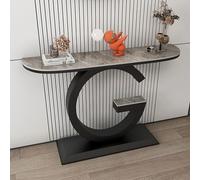 Diodceraic Mesa Consola para la Entrada con Tapa de Piedra, Entrada con Base de Metal, Mesa de sofá con Espacio de Almacenamiento para salón o Dormitorio(Gold C,120x30x80cm)