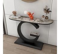 Diodceraic Mesa Consola para la Entrada con Tapa de Piedra, Entrada con Base de Metal, Mesa de sofá con Espacio de Almacenamiento para salón o Dormitorio(Gold B,160x30x80cm)