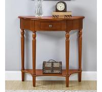 Diodceraic Mesa de Consola de Madera Maciza con Cajón, Mesa de Entrada Victoriana Media Luna, Credencia Semi-Circular para Sofá, para Sala de Estar, Recibador, Porche(Cherry,80 * 35 * 80cm)