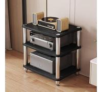 Diodceraic Rack de Audio AV, Soporte Multimedia de Video de 1/2/3/4 Niveles, estantería para DVD, Armario para CD, Mueble de Entretenimiento, Torre de Audio de Esquina con estantes(Black,3 Tier)