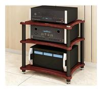 Diodceraic Rack de Video Audio 1/2/3/4 Estantes Soporte AV Torre de Entretenimiento, Rack Audio Torre con Pie Antivibración para Sala de Estar(Teak,3 Tier)