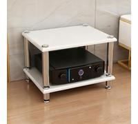 Diodceraic Rack de Video Audio 1/2/3/4 Estantes Soporte Estéreo Consola Reproductor de Discos Columnas de Madera Maciza & Pies Metálicos Antivibración Equipos AV(White,2 Tier)