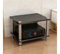 Diodceraic Rack de Video Audio 1/2/3/4 Estantes Soporte Estéreo Consola Reproductor de Discos Columnas de Madera Maciza & Pies Metálicos Antivibración Equipos AV(Black,2 Tier)