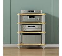 Diodceraic Soporte De Medios AV De 1/2/3/4 Niveles, Estantes De Audio Y Vídeo De Madera Y Metal, Mueble De Audio Y Rack De Estéreo para Receptor, Reproductor De CD(Walnut,4 Tier)