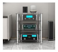 Diodceraic Soporte Multimedia Rack estéreo con estantes de Vidrio Templado de 8 mm, Rack de Audio y Video de 1/2/3/4 Niveles para Sala de Estar, Juegos y Estudio de grabación(Clear Glass,4 Tier)