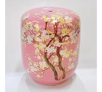 Diodceraic Taburete de cerámica Pintado a Mano, Tambor de jardín de Estilo francés Rural para decoración de Porche, Patio, terraza y cabaña(Pink)