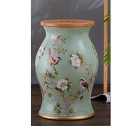 Diodceraic Taburete de jardín de cerámica esmaltada - Taburete Pintado a Mano Mesa Auxiliar de Tambor Estilo Chino para cabaña, baño o Porche(E)