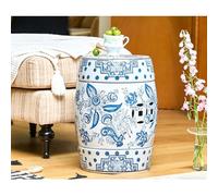 Diodceraic Taburete Tambor de Estilo Chino, Taburete de jardín Decorativo de cerámica, esmaltado y Pintado a Mano, para Sala de Estar, balcón y jardín(D)
