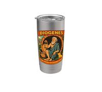 Diógenes Comic Retro Griego Filósofo Gráfico Vaso térmico de acero inoxidable de doble pared