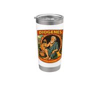 Diógenes Comic Retro Griego Filósofo Gráfico Vaso térmico de acero inoxidable de doble pared