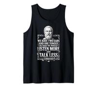 Diógenes Escuchar más Hablar Menos Filosofía Cita estoica Camiseta sin Mangas