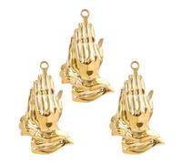 Diogeynu 3 colgantes religiosos de acero inoxidable con forma de mano para rezar, componentes de collar para amantes de las manualidades