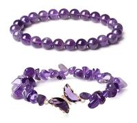 Diogeynu Cadena de muñeca de mariposa única, joyería de cristal con cuentas de piedra natural para los amantes de la moda
