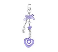 Diogeynu Encantador llavero de lazo elegante accesorio colgante de corazón llavero de aleación colgante de bolsa colgante adecuado para llaves bolsas lindo cordón, Morado (, Talla única