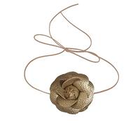 Diogeynu Gargantilla vintage de metal líquido con flores, collar de moda, collar de cadena para el cuello, cadena larga de encaje, joyería de clavícula