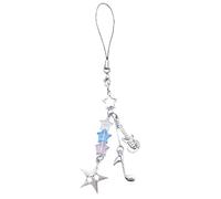 Diogeynu Sweet Cool - Colgante para auriculares, diseño de estrella y guitarra, correa para teléfono, llavero de bolsillo, decoración para bolso