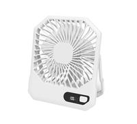Diogeynu Ventilador de escritorio USB de 2600 mAh, recargable, 3 velocidades, plegable, con pantalla digital, portátil para camping