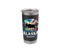 Diomede Alaska Aurora Boreal Alce Souvenir Vaso térmico de acero inoxidable de doble pared