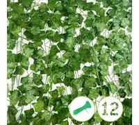 Diompirux 12 Piezas 2.2 m Enredaderas Artificiales, Hiedra Artificial con 50 Bridas para Cables, Decorativas de Hojas de Hiedra Falsa para Interiores y Exteriores, Hojas Verdes Plantas Colgantes