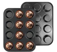Diompirux 2 Pcs Muffins Recubrimiento Antiadherente Molde para 12 Muffins, 35 x 27 x 3 cm, Hornear Moldes Magdalenas para Magdalenas, Brownie, Budín, para Pasteles Moldes de Horneado Bandeja