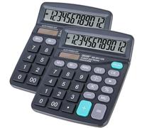 Diompirux 2 Pieza diseño Compacto Calculadora Básica, Calculadora de Escritorio Doble Potencia (Solar y batería), Calculadora Básica con Pantalla LCD Grande de 12 Dígitos, para Escuela,Hogar,Oficina