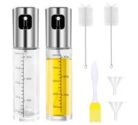 Diompirux 2 Piezas 100ml Spray Aceite Cocina, con 2cepillos limpieza, 1cepillo para aceite, 2embudos, Pulverizador Aceite Spray Cristal, Spray Pulverizador Aceite Cocina para Cocinar