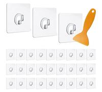 Diompirux 30 Piezas Ganchos Adhesivos Transparente, Carga máxima de 10 kg, Gancho Autoadhesivo Impermeabl Sin perforación, Ganchos para Colgar Ideal para Baño,Cocina y Salón, Para Colgar llaves