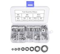 Diompirux 340 Piezas Arandelas de Acero Inoxidable, 8 Tamaños Arandela Espaciadora Redonda, 304 Acero Inoxidable Arandelas Planas, para Tornillos,Pernos, Sujetadores, (M2,M2.5,M3,M4,M5,M6,M8,M10)