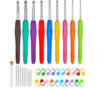 Diompirux 9 Piezas 2mm-6mm Juego ganchos de ganchillo, con ErgonóMico Suave Antideslizante Mangos, kit de ganchillo para principiantes, adultos con 20 marcadores de puntadas para tejer