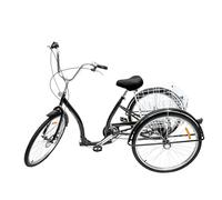 DioPaiB Triciclo de bicicleta de 26 pulgadas con 3 ruedas para adultos con cesta de la compra y luz, capacidad de carga de 120 kg, triciclo para adultos y mayores, 6 velocidades, 3 ruedas, triciclo de