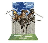 Diorama acrílico - Attack on Titan: Eren, Mikasa y Armin - 20 cm, Color Blanco