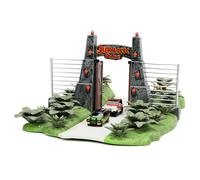 Diorama De La Puerta De Jurassic Park Con Coches De Fundición De 1.65 Pulgadas