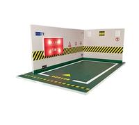 Diorama genérico de estacionamiento en miniatura | Garaje de metal fundido a presión a escala 1:24 | Expositor luminoso para colecciones de coches | Decoración de estantería interior