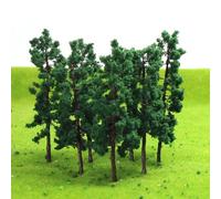 Diorama - Juego de 20 piezas de 9 x 3,5 cm, color verde oscuro, modelo de árboles a escala HO, diseño de tren de alambre de hierro 1:87