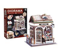 Diorama Librería - Maqueta Librería Miniatura de Madera con LED - Diorama DIY 148 Piezas - Kit Construcción Decoración Dormitorio - A Partir de 10 años - 14,5 x 16 x 18 cm - BUKI France - 68074