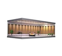 Diorama - Vitrina compatible con Hot Wheels Matchbox Mini GT Diecast, apilable 1/64 1/43 1/18 coche, garaje, sala de exposición, estacionamiento, escena modelo con luz regulable de tres colores (A, 1