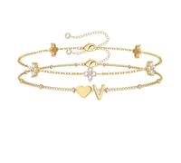 Diorra - Pulseras para mujer, 2 pulseras de amor, para mujer, ajustable, letras A-Z, joyas para regalos para mujer, Plata, No Gemstone