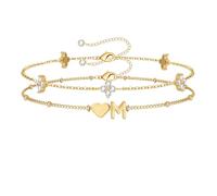 Diorra - Pulseras para mujer, 2 pulseras de amor, para mujer, ajustable, letras A-Z, joyas para regalos para mujer, Plata, No Gemstone
