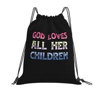 Dios Ama A Todos Sus Hijos Unisex Bolsa De Gimnasio Ligera Mochila Con Cordón Impermeable Bolsa De Deporte Para Senderismo Voleibol Yoga