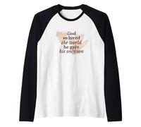 Dios Amó Así Al Mundo Religiosa Fe Cristiana Jesús Hijo Camiseta Manga Raglan