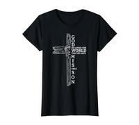 Dios amó el Mundo versículo bíblico Jesús Cara Cruz gráfi Camiseta gráfica económica, Mujer, Negro, S